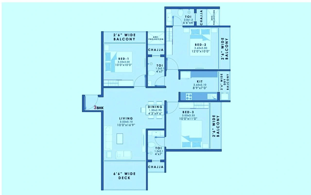 3 bhk floor plan noviya xi