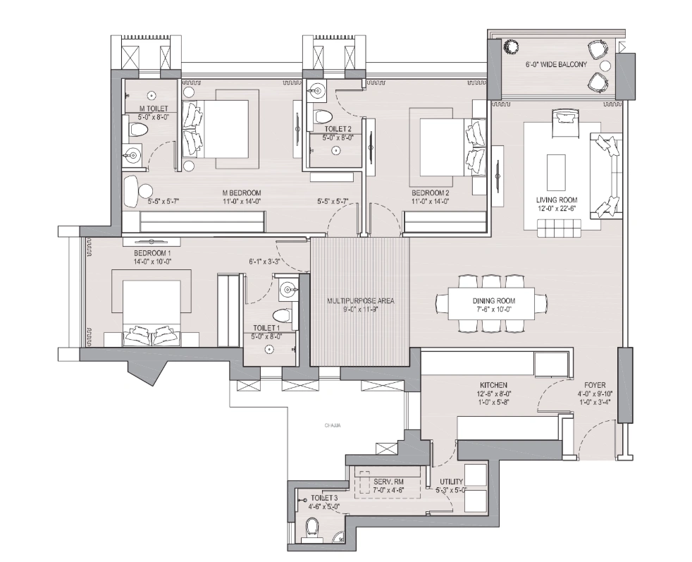 3 bhk floor plan oberoi garden city majestic