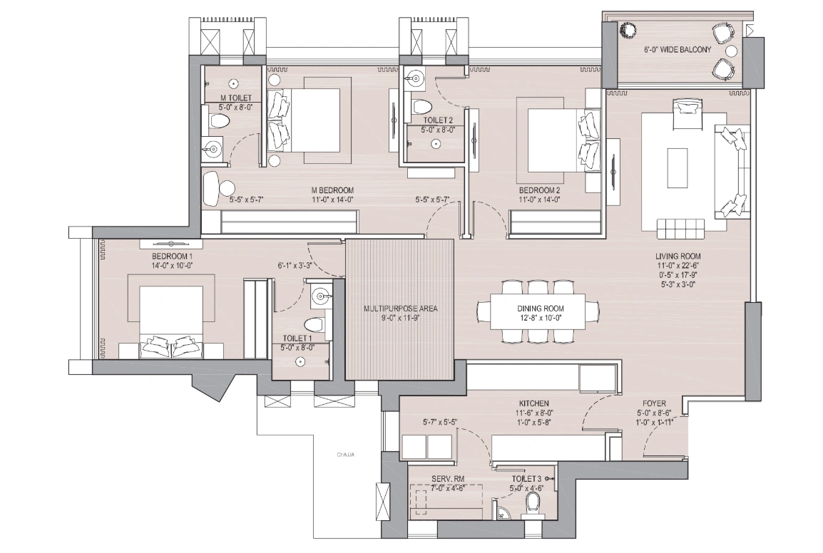 3 bhk floor plan oberoi garden city palatial