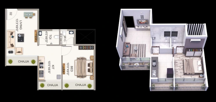 1 bhk floor plan one valencia