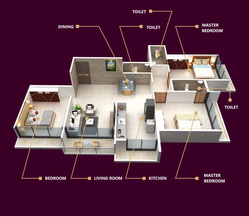 3 bhk floor plan pillars nirvana