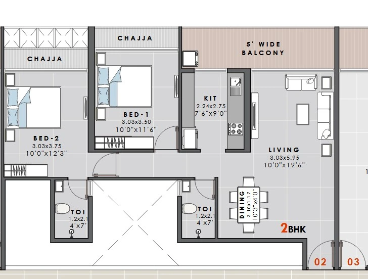 2 bhk floor plan pioneer the coastal bay