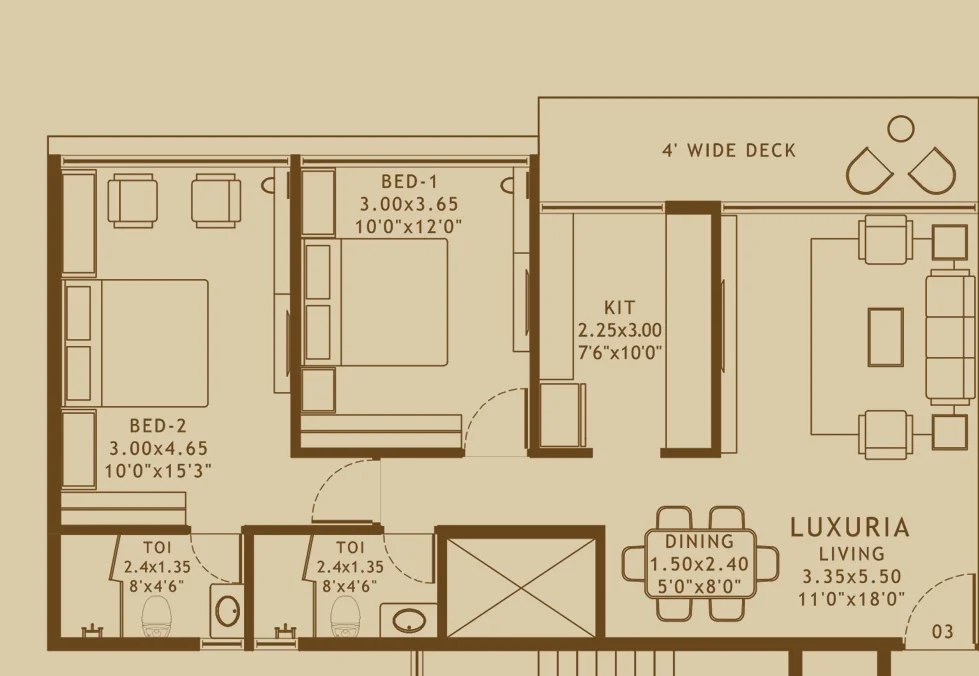 2 bhk floor plan platinum elysium