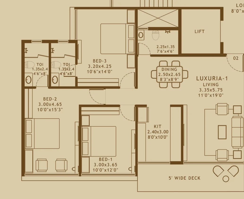3 bhk floor plan platinum elysium