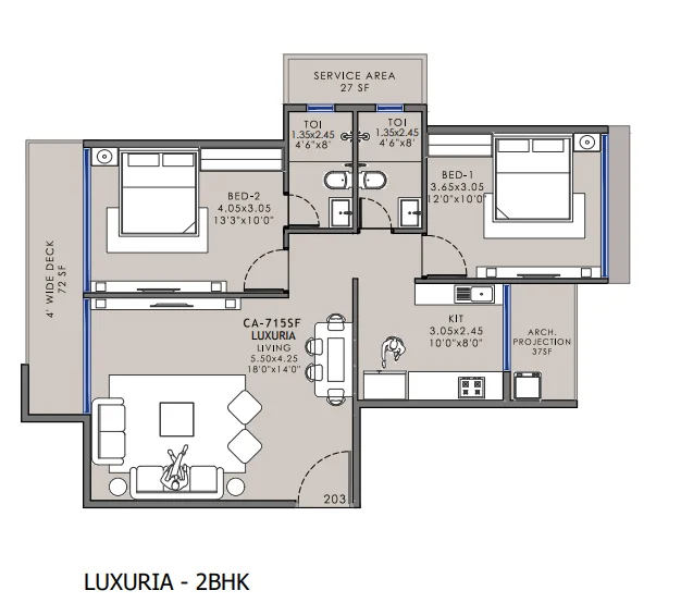 2 bhk floor plan platinum oakwoods