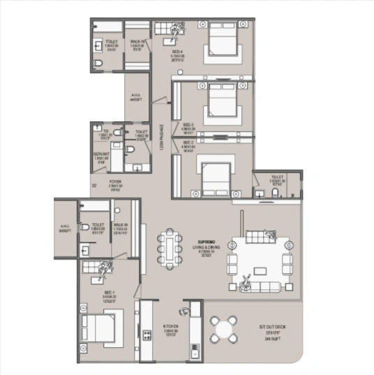4 bhk floor plan platinum parksyde
