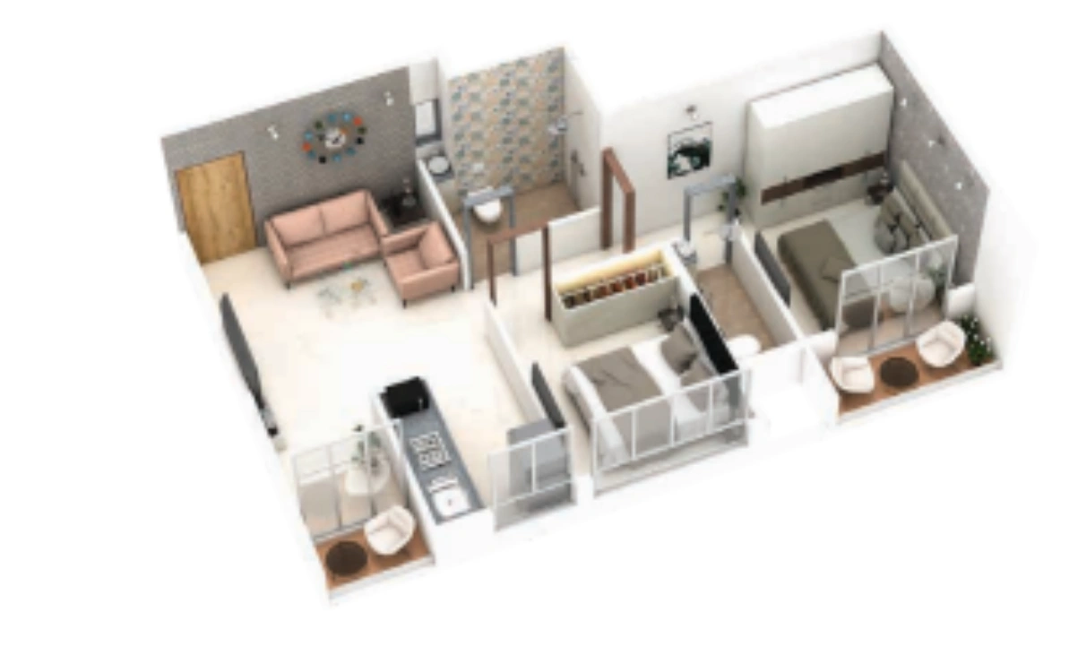 2 bhk floor plan precious fortune