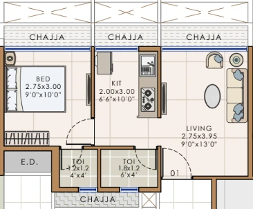 1 bhk floor plan Precious Krishna Hills