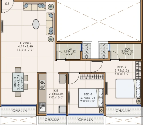 1 bhk floor plan Precious Krishna Hills