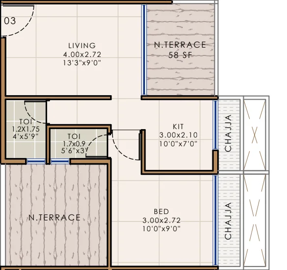 1 bhk floor plan precious-majestic