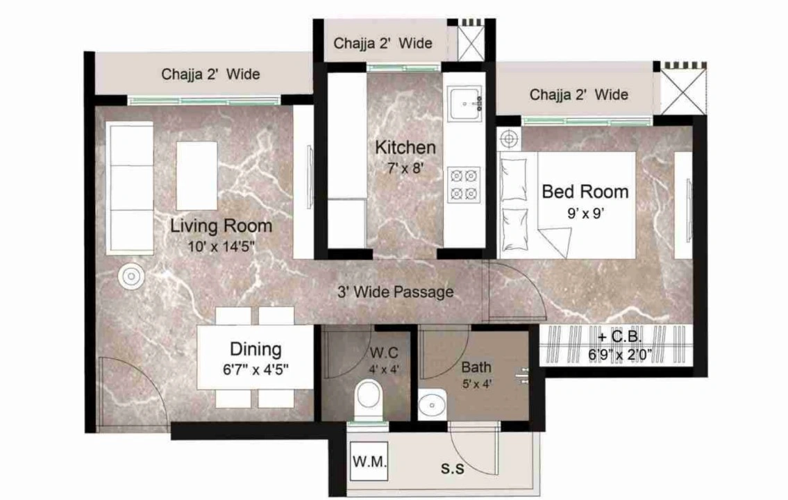 1 bhk floor plan neelkanth darshan