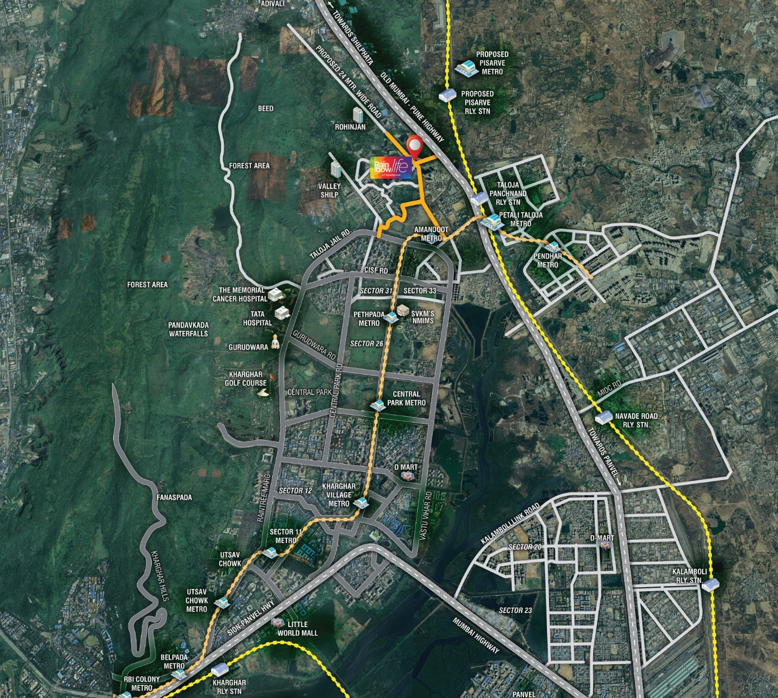 Rainbow Life Kharghar  Location