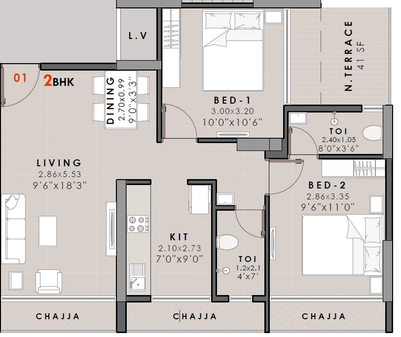 2 bhk floor plan reddy gurukrupa