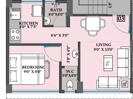 1 bhk floor plan sai aura