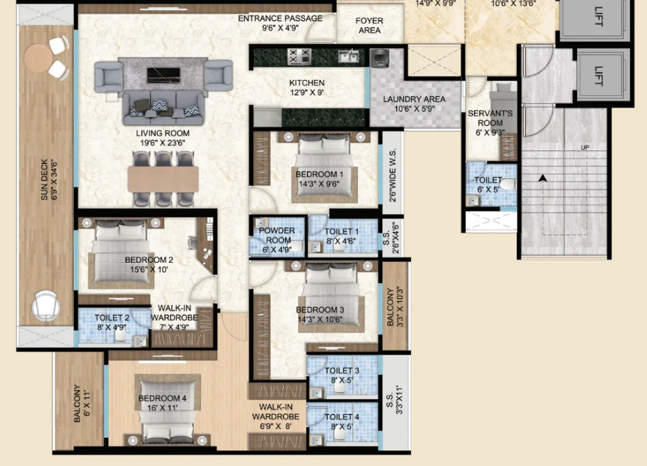 4 bhk floor plan sai palm view