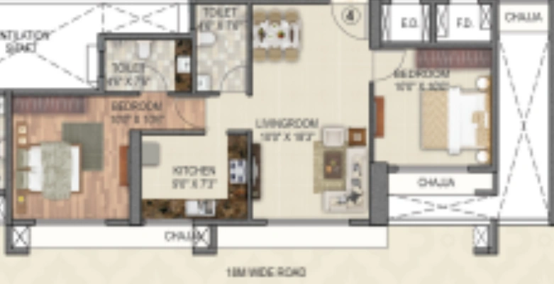 2 bhk floor plan sai platinum