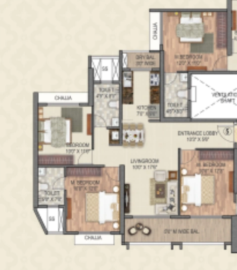 3 bhk floor plan sai platinum