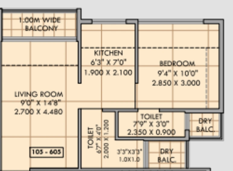 1 bhk floor plan sai pride