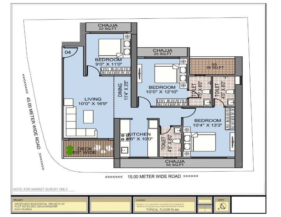 3 bhk floor plan Satyam Surya Manhaitan