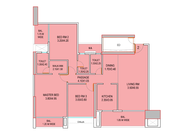 3 bhk floor plan shree sai ratan society 1