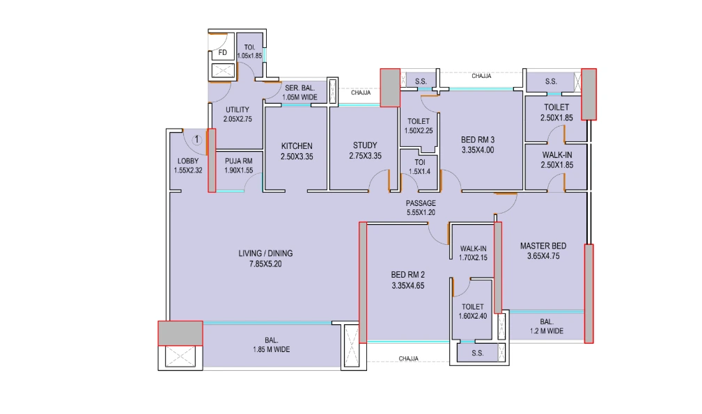 4 bhk floor plan shree sai ratan society