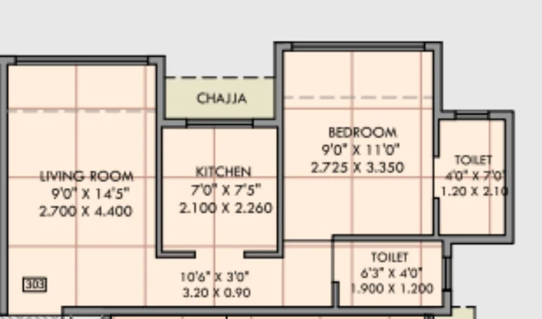 1 bhk floor plan shreeji spectrum