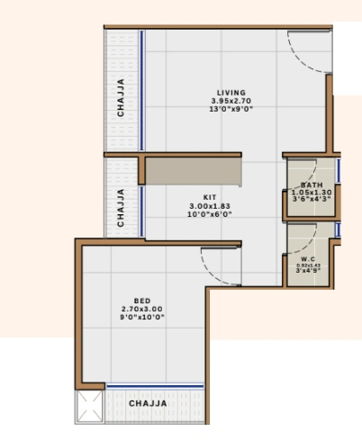 1 bhk floor plan siddhivinayak darshan