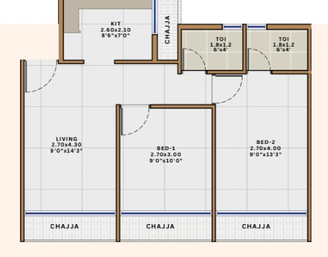 2 bhk floor plan siddhivinayak darshan