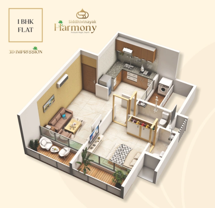 1 bhk floor plan siddhivinayak harmony