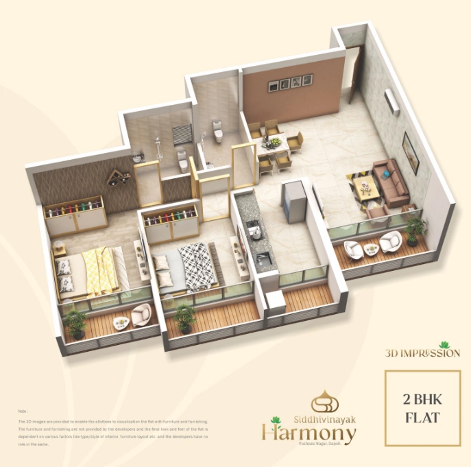 2 bhk floor plan siddhivinayak harmony