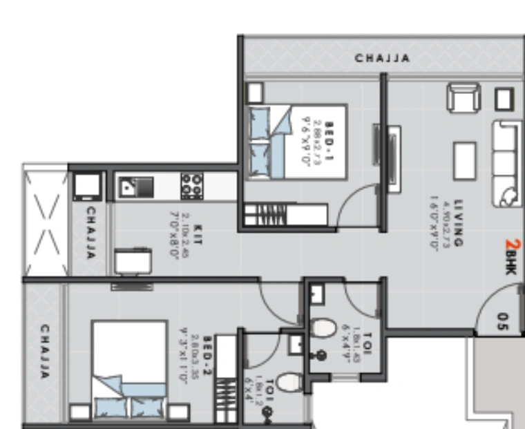 2 bhk floor plan siddhivinayak mangalam