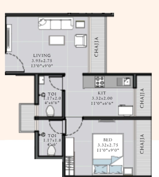 1 bhk floor plan siddhivinayak solitaire