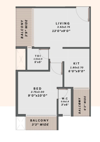 1 bhk floor plan siddhivinayak swarup