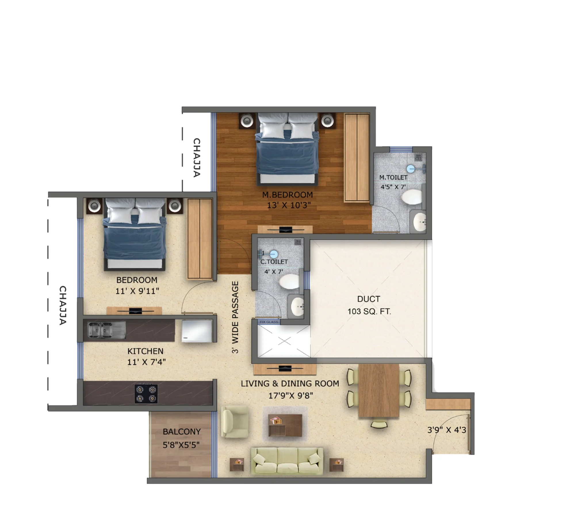 2 bhk floor plan silent valley