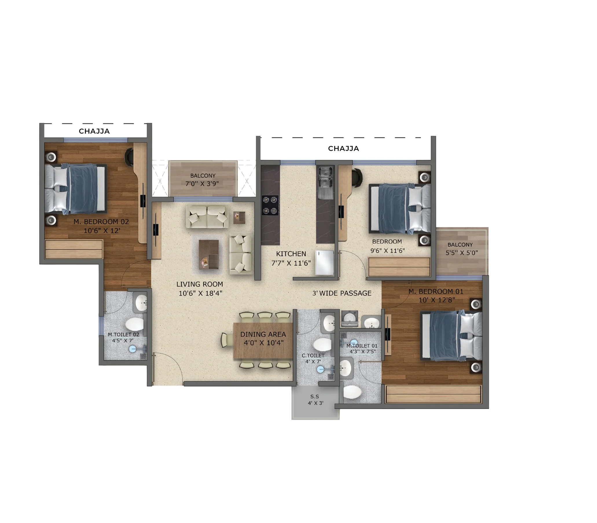 3 bhk floor plan silent valley