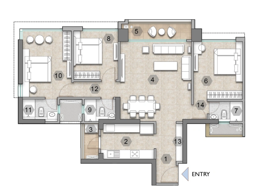 3 bhk floor plan the address by gs bliss 