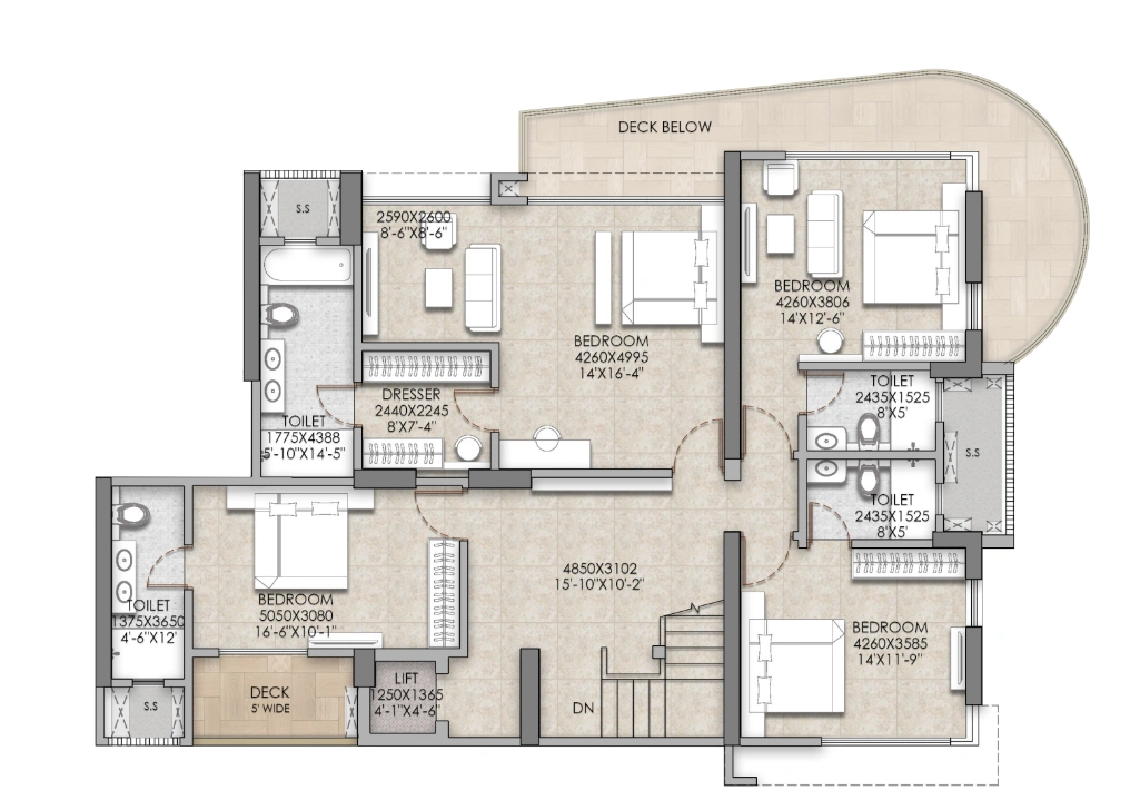6 bhk floor plan the address by gs duplex