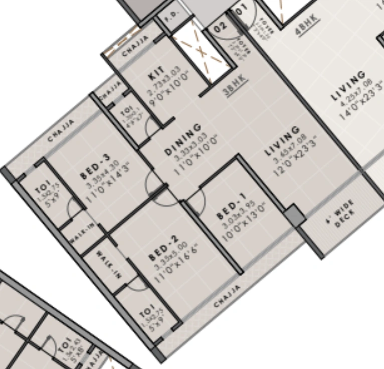 3 bhk floor plan the crystal palace