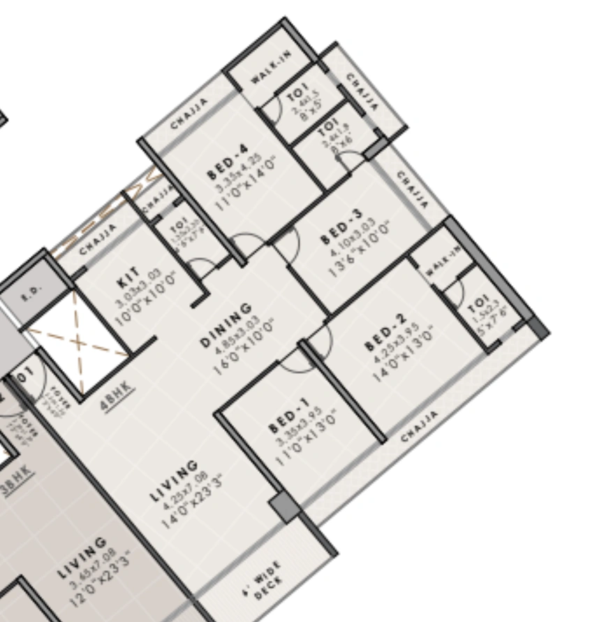 4 bhk floor plan the crystal palace