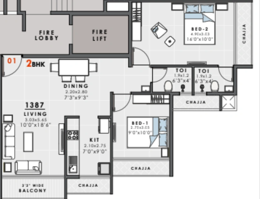 2 bhk floor plan the domus dynamic