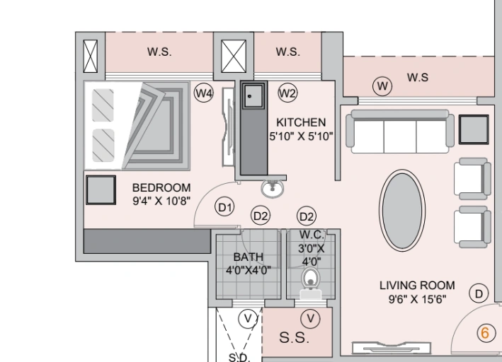 1 bhk floor plan the greens