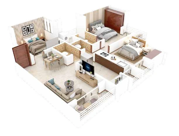 3 bhk floor plan the heaven palace