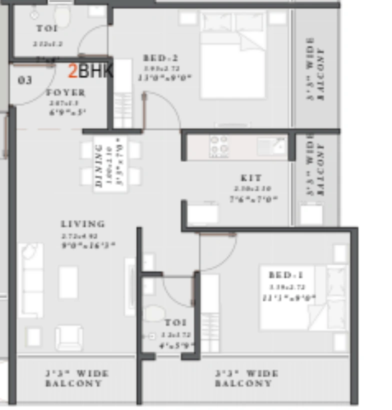 2 bhk floor plan varniraj crest