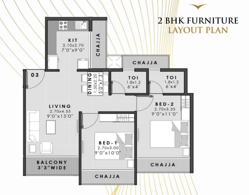 2 bhk floor plan vinayak vista