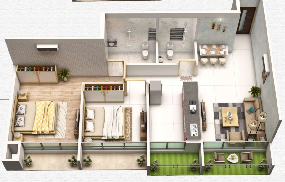3 bhk floor plan vrindavan chandar heights